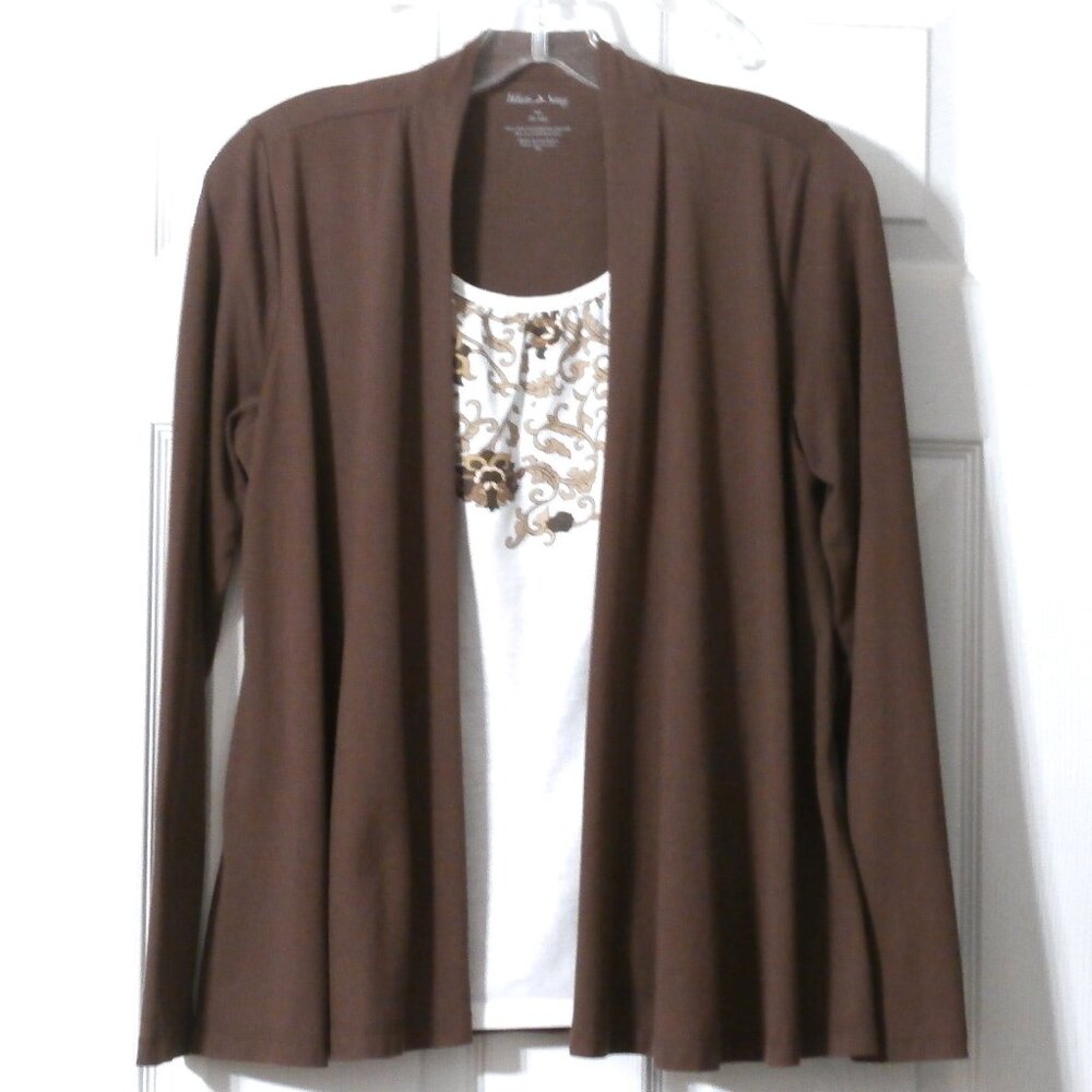 WHITE STAG Women's BROWN Long Sleeve Cardigan Blouse Size: M (8-10)